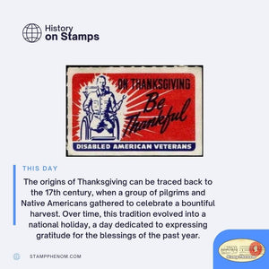 This Day on November 23: Commemorating Thanksgiving Day on Stamps