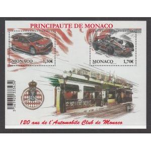 Monaco 2578 Cars Souvenir Sheet MNH VF
