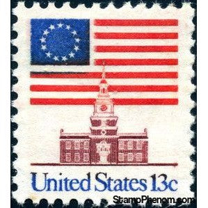 United States of America 1975 13 Star Flag over Independence Hall