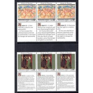 UN Geneva 209-210 Human Rights Strips of Three MNH VF