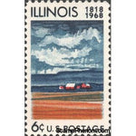 United States of America 1968 150 Years Illinois Statehood, Farm Buildings and Fields of R