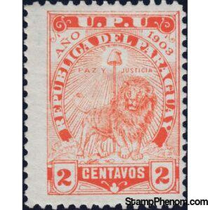 Paraguay 1903 Sentinel Lion with Right Paw Ready to Strike-Stamps-Paraguay-StampPhenom