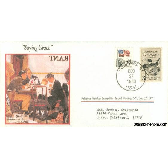 Norman Rockwell Classics "Saying Grace", December 27, 1983 First Day Cover