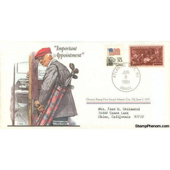 Norman Rockwell Classics "Important Appointment", June 9, 1984 First Day Cover