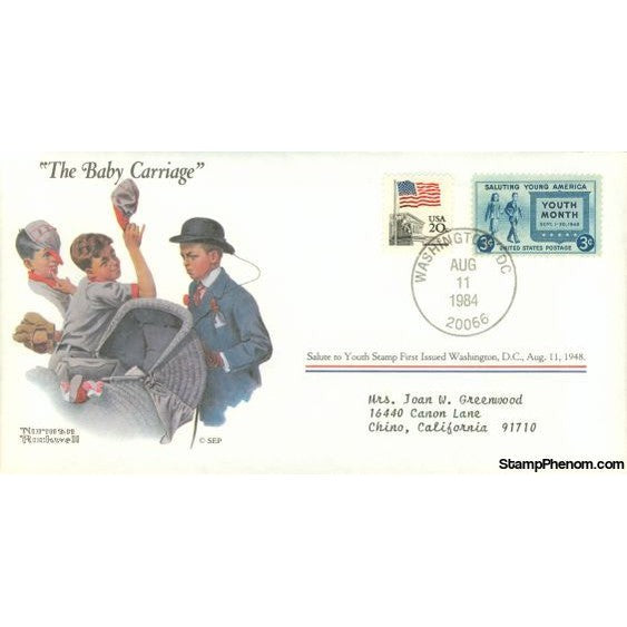 Norman Rockwell Classics "The Baby Carriage", August 11, 1984 First Day Cover