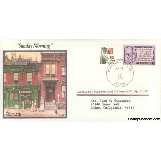 Norman Rockwell Classics "Sunday Morning", September 30, 1984 First Day Cover