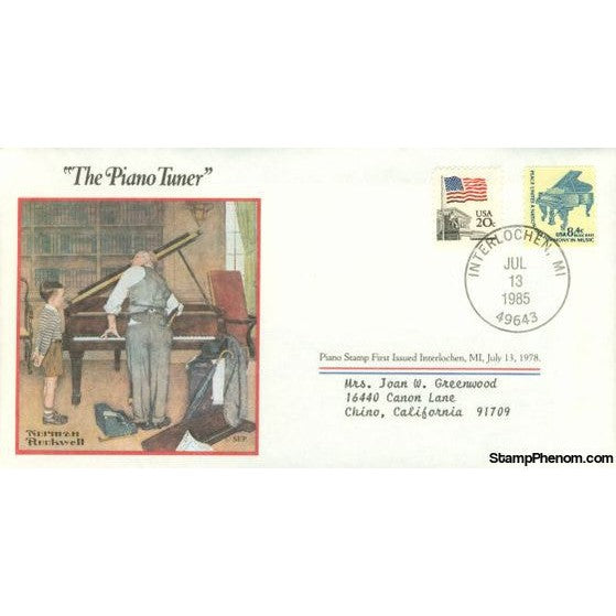 Norman Rockwell Classics "The Piano Teacher", July 13, 1985 First Day Cover