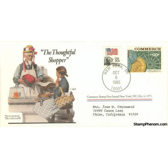 Norman Rockwell Classics "The Thoughtful Shopper", October 6, 1985 First Day Cover