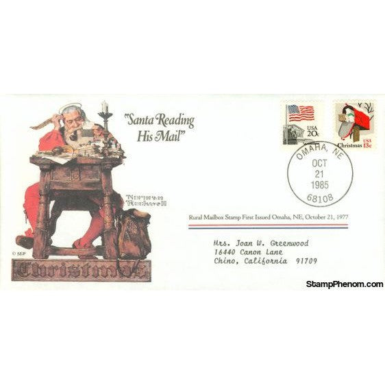 Norman Rockwell Classics "Santa Reading His Mail", October 21, 1985 First Day Cover