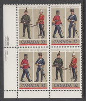 Canada 1008 Uniforms Inscription Plate Block MNH VF