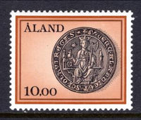 Aland 20 Coin on Stamp MNH VF