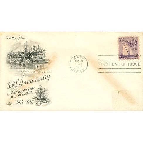 350th Anniversary of First Seagoing Ship Built in America, First Flight Trans-Pacific Route, United States of America United States of America