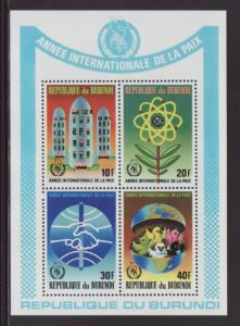 Burundi 642a Peace Souvenir Sheet MNH VF