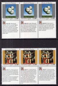 UN Geneva 234-235 Human Rights Strips of Three MNH VF