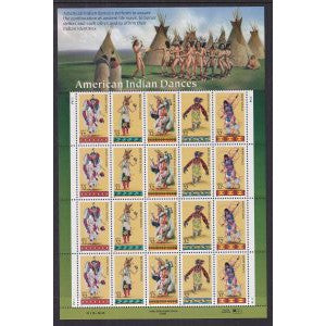 US 3076a Indian Dances Pane MNH VF