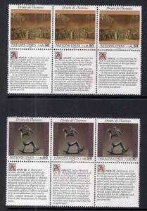 UN Vienna 139-140 Human Rights Strips of Three MNH VF