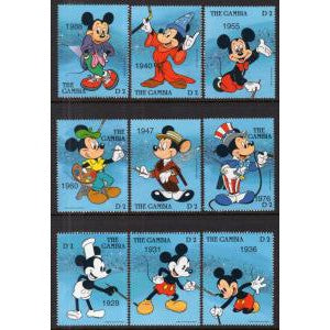 Gambia 814a-814i Disney's Singles MNH VF