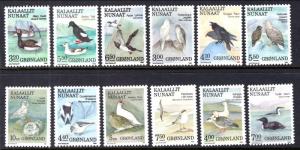 Greenland 177-188 Birds MNH VF