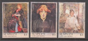 St Vincent 2932a-2932c Paintings Singles MNH VF