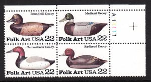 US 2141a Duck Decoys Plate Block MNH VF