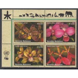 UN Vienna 363a Flowers Inscription Plate Block MNH VF