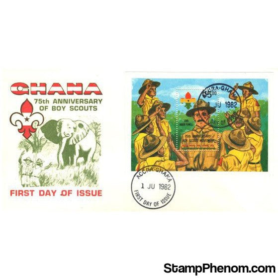 75th Anniverary of Boy Scouts Lot 2, Ghana, 1982 First Day Cover