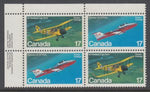 Canada 904a Airplanes Inscription Plate Block MNH VF