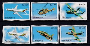 Zimbabwe 876-881 Airplanes MNH VF