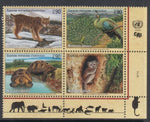 UN Geneva 370a Animals Inscription Plate Block MNH VF