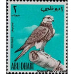 Abu Dhabi 1965 Lanner Falcon (Falco biarmicus) on gloved hand, 2r-Stamps-Abu Dhabi-Mint-StampPhenom