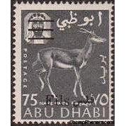 Abu Dhabi 1966 Mountain Gazelle (Gazella gazella) - Surcharged, Dark grey-Stamps-Abu Dhabi-Mint-StampPhenom
