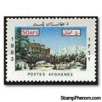 Afghanistan 1983 Parliament House and Woman with Camel-Stamps-Afghanistan-StampPhenom