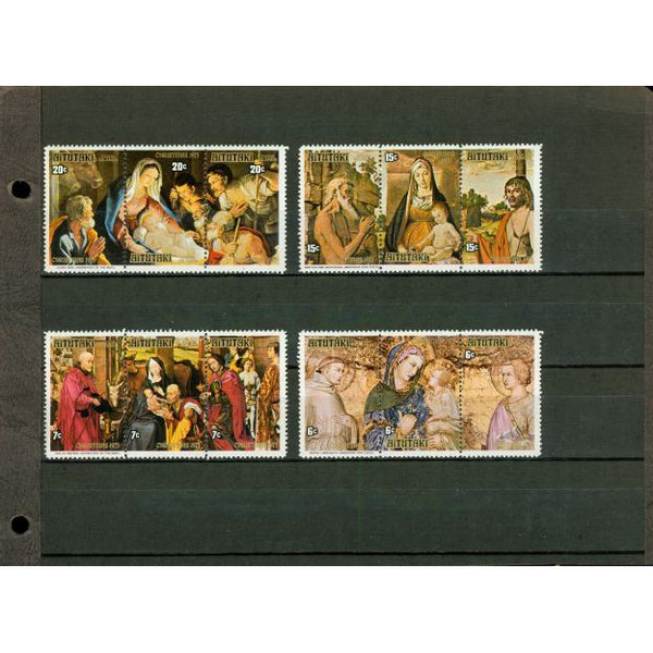 Aitutaki Christmas Strip of 3 Each , 12 stamps