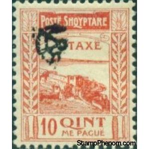 Albania 1920 Fortress at Shkodër, with ‭Post Horn Overprinted in Black, 10q-Stamps-Albania-StampPhenom