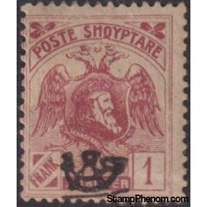 Albania 1920 ‭Post horn overprinted in black, 1f-Stamps-Albania-StampPhenom