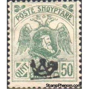 Albania 1920 ‭Post horn overprinted in black, 50q-Stamps-Albania-StampPhenom