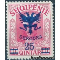 Albania 1920 Unissued portrait of Prince zu Wied, surcharged in blue, 25q-Stamps-Albania-StampPhenom