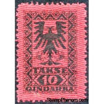 Albania 1922 Coat of Arms with Background of Red Wavy Lines, 10q-Stamps-Albania-StampPhenom