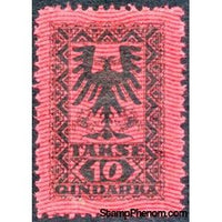 Albania 1922 Coat of Arms with Background of Red Wavy Lines, 10q-Stamps-Albania-StampPhenom