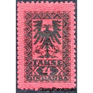 Albania 1922 Coat of Arms with Background of Red Wavy Lines, 4q-Stamps-Albania-StampPhenom