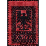 Albania 1922 Coat of Arms with Background of Red Wavy Lines, 50q-Stamps-Albania-StampPhenom