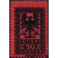 Albania 1922 Coat of Arms with Background of Red Wavy Lines, 50q-Stamps-Albania-StampPhenom