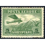 Albania 1925 Airplane Crossing Mountains, 5q-Stamps-Albania-StampPhenom