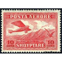 Albania 1925 Airplane crossing Mountains, 10q-Stamps-Albania-StampPhenom