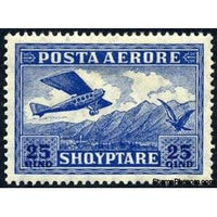 Albania 1925 Airplane crossing Mountains, 25q-Stamps-Albania-StampPhenom