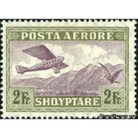 Albania 1925 Airplane crossing Mountains, 2f-Stamps-Albania-StampPhenom