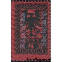 Albania 1925 Coat of Arms with Red Wavy Lines, overprinted in white, 4q-Stamps-Albania-StampPhenom