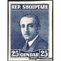 Albania 1925 ‭President Ahmed Zogu, Imperf, 25q-Stamps-Albania-StampPhenom