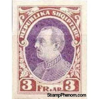 Albania 1925 President Ahmed Zogu, Imperf, 3f-Stamps-Albania-StampPhenom