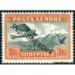 Albania 1927 Airplane Crossing Mountains, overprinted, 3f-Stamps-Albania-StampPhenom